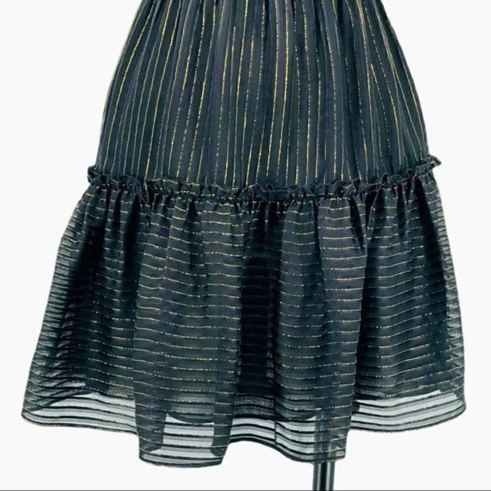 bebe Sheer Ruffle Strapless Dress - Picture 5 of 10